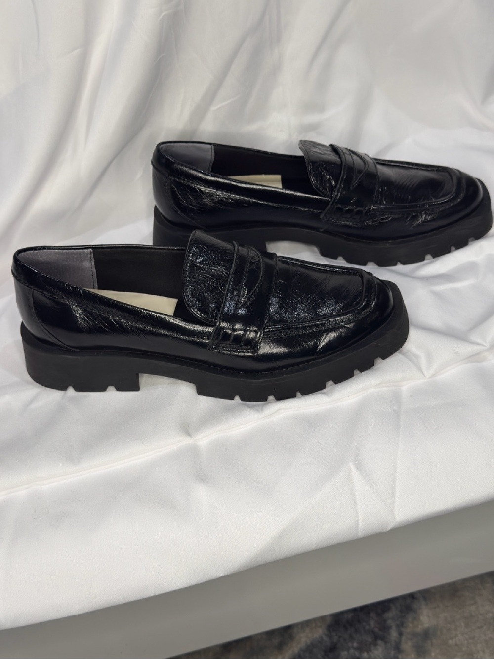 Dolce Vita Black Patent Lug-Sole Penny Loafers